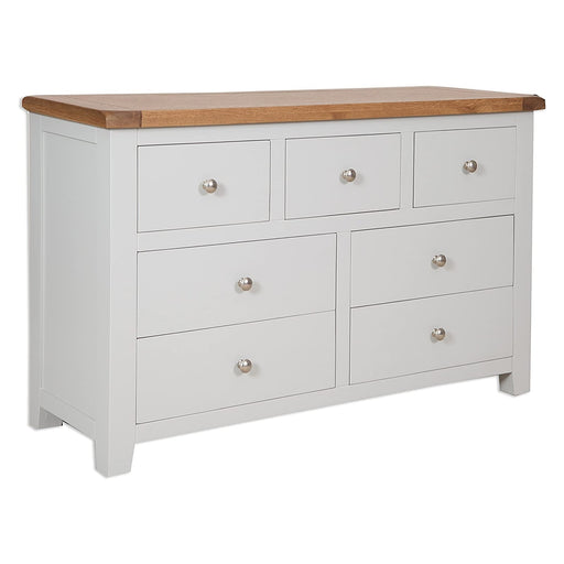 St.Ives French Grey & Oak 7 Drawer Wide Chest - The Furniture Mega Store