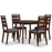 Strand Walnut Round Dining Table 110cm & 4 Walnut Ladder Back Dining Chairs - The Furniture Mega Store 