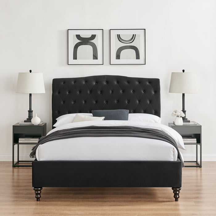 Rosa 4'6 Double Bed - Black - The Furniture Mega Store 