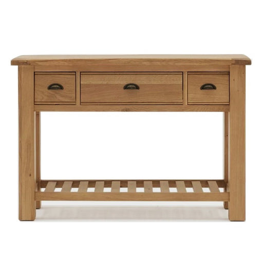 Breeze Oak 3 Drawer Console Table - The Furniture Mega Store