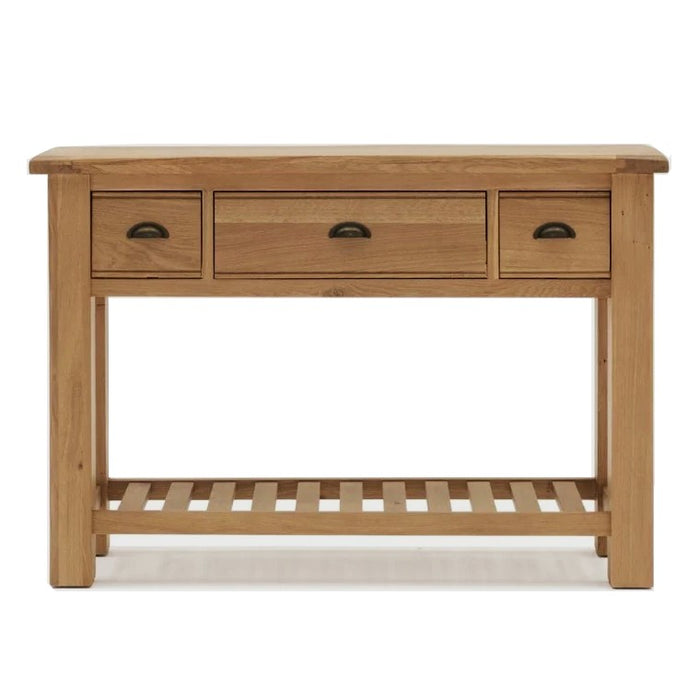 Breeze Oak 3 Drawer Console Table - The Furniture Mega Store 