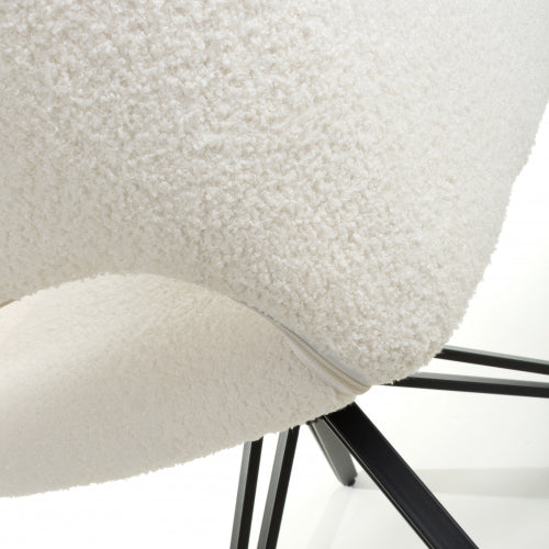 White Boucle Swivel Base Dining Chairs - Sold In Pairs - The Furniture Mega Store 