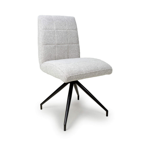 Smoke Grey Boucle Dining Chairs - Sold In Pairs - The Furniture Mega Store 