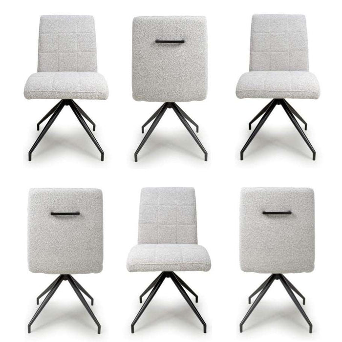 Smoke Grey Boucle Dining Chairs - Sold In Pairs - The Furniture Mega Store 