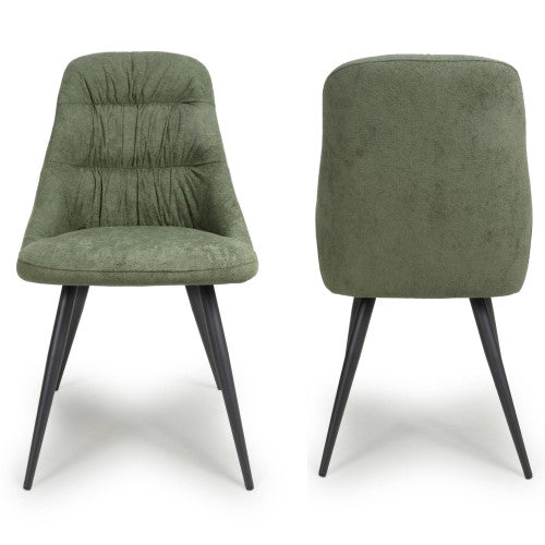 Corin Green Linen Effect Dining Chairs - Set Of 2 - The Furniture Mega Store 