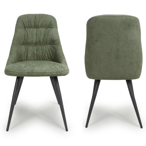 Corin Green Linen Effect Dining Chairs - Set Of 2