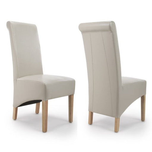 Krista Roll Back Leather Dining Chairs - Set Of 2 - Choice Of Colours - The Furniture Mega Store 