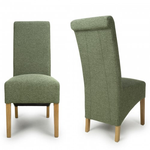 Krista Roll Back Green Weave Dining Chairs - Set Of 2 - The Furniture Mega Store 