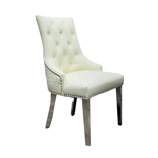 Majestic Cream Faux Leather Dining Chairs - Sold In Pairs - The Furniture Mega Store 