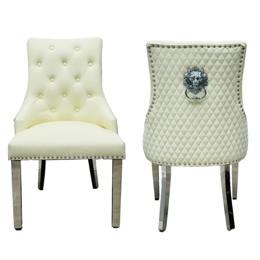 Majestic Cream Faux Leather Dining Chairs - Sold In Pairs