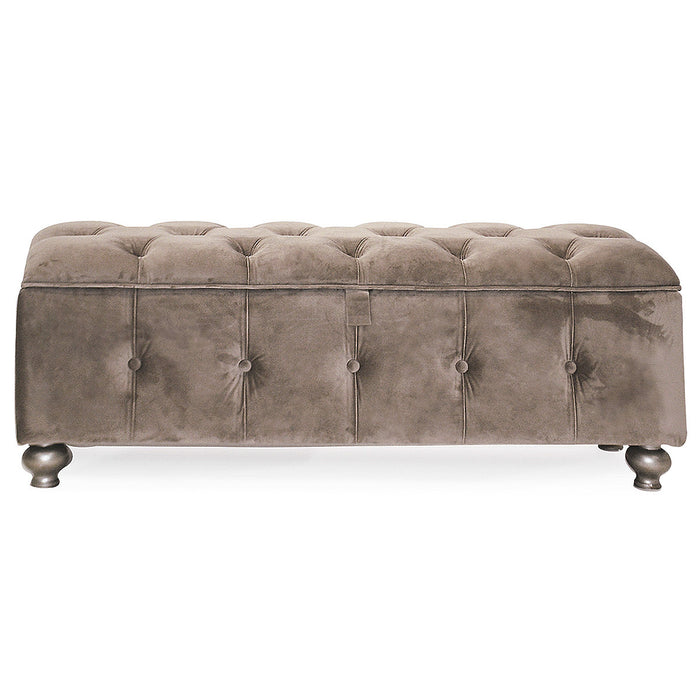 Jessica Taupe Velvet Storage Ottoman - The Furniture Mega Store 