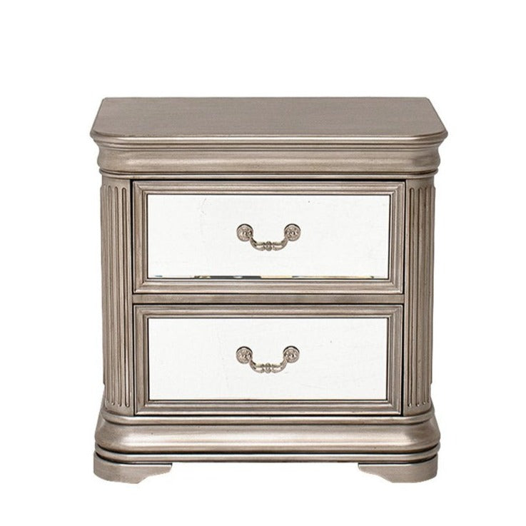 Jessica Champagne Mirrored Bedside Cabinet - The Furniture Mega Store 