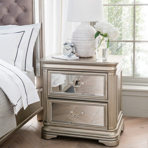 Jessica Champagne Mirrored Bedside Cabinet - The Furniture Mega Store 
