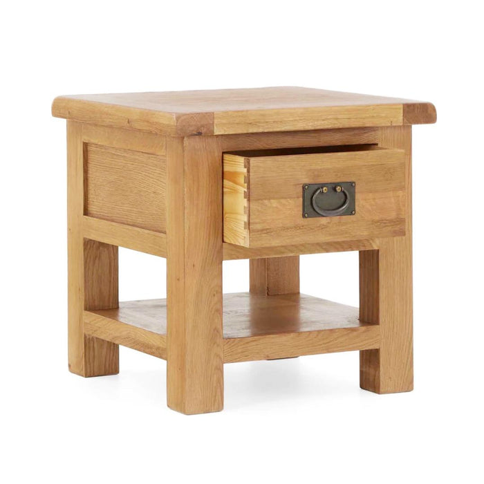 Sailsbury Solid Oak 1 Drawer Lamp Table - The Furniture Mega Store 