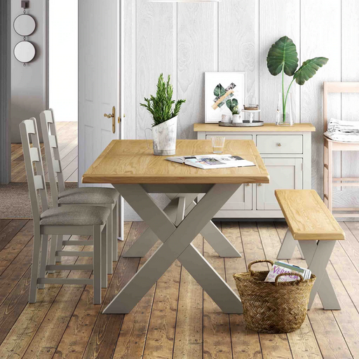 Country Grey and Oak Collection Ladder Back Dining Chairs - Sold In Pairs - The Furniture Mega Store 