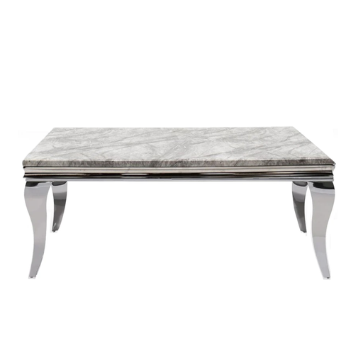 Louis 1.5 Grey Marble & Polished Steel Dining Table - The Furniture Mega Store 