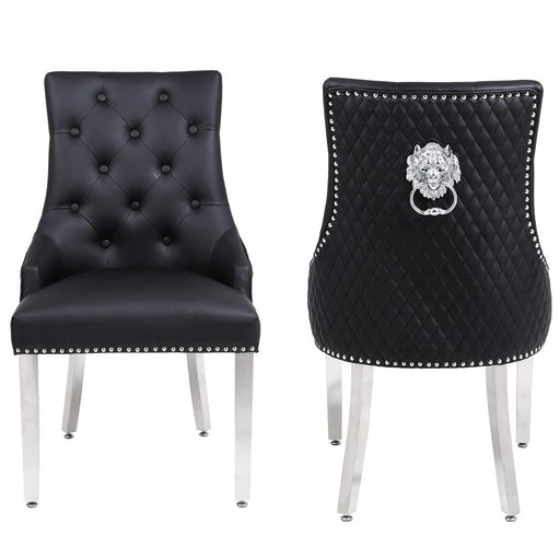 Majestic Midnight Black Faux Leather Dining Chairs - Sold In Pairs