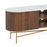 Piano Walnut Fluted Wood & Marble Top Large Curved TV Unit - 150cm - The Furniture Mega Store 