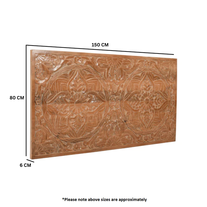 Carved Mango Wood Extra Large Decorative Wall Art Panel - 150cm - The Furniture Mega Store 