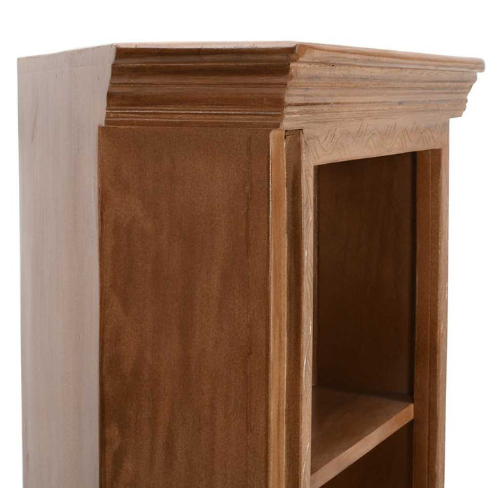 Carved Mango Wood Corner Bookcase With Cupboard - The Furniture Mega Store 