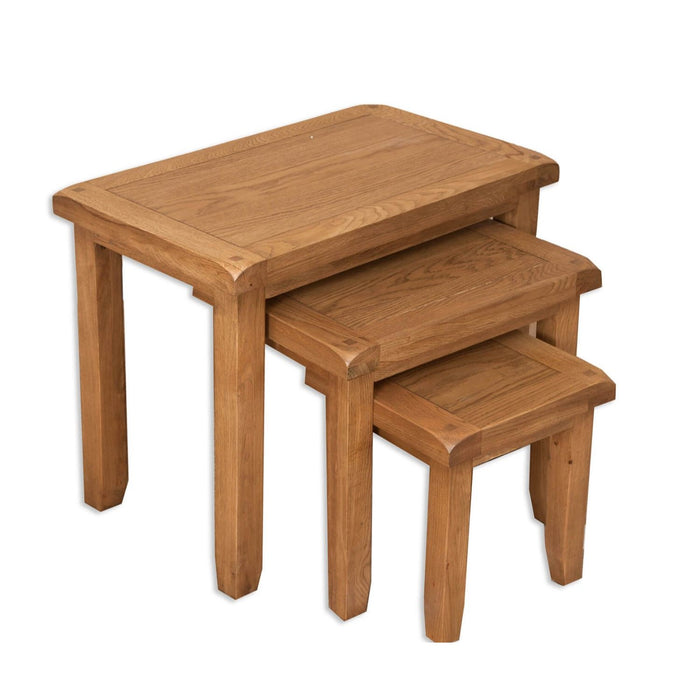 Wiltshire Country Oak Nest Of 3 Tables - The Furniture Mega Store 