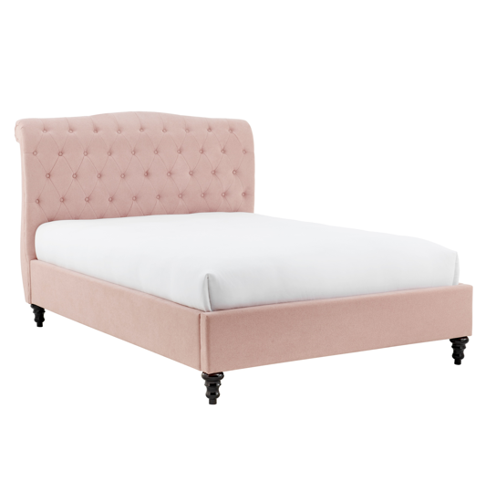 Rosa Fabric 4'6 Double Bed - Pink | The Furniture Mega Store
