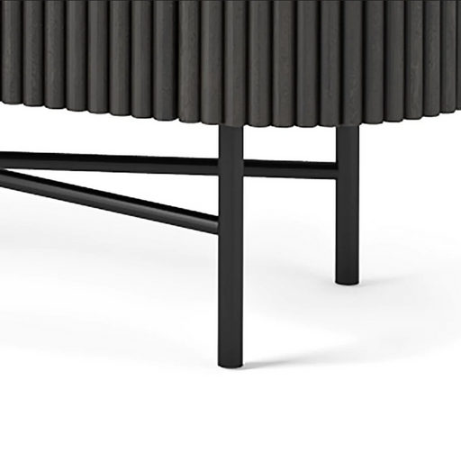 Miles Charcoal Fluted Mango & White Marble Compact Sideboard - 65cm - The Furniture Mega Store 