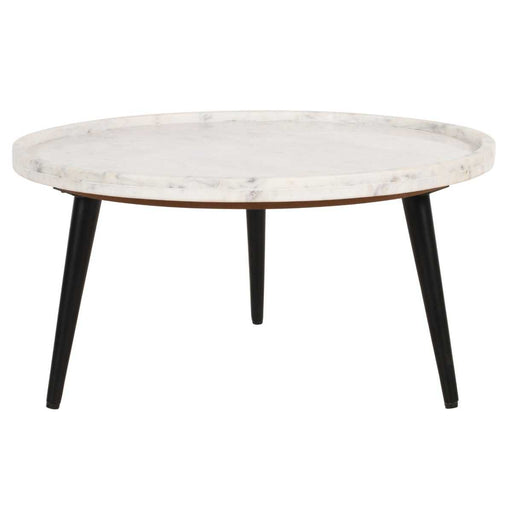 Opal Tray Marble Top Round Coffee Table - 70cm - The Furniture Mega Store 