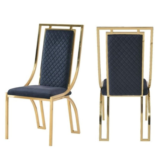Windsor Black Velvet & Gold Dining Chairs - Set Of 2 - The Furniture Mega Store 