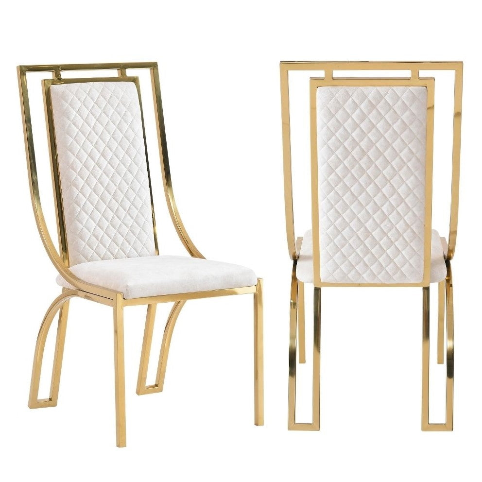 Windsor Cream Velvet & Gold Dining Chairs Set Of 2 The Furniture