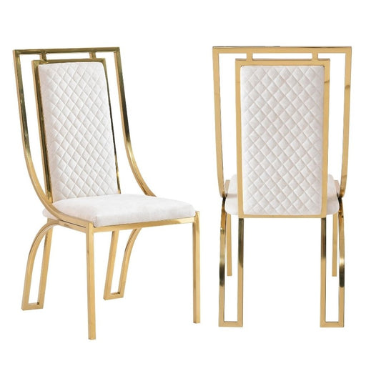 Windsor Cream Velvet & Gold Dining Chairs - Set Of 2 - The Furniture Mega Store 