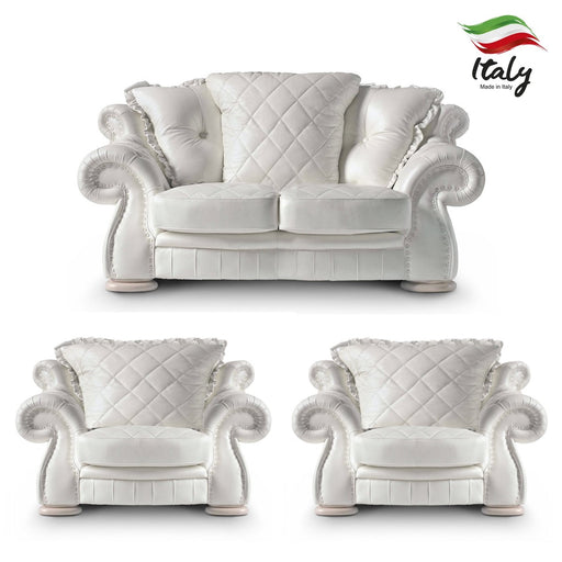 Pendragon Italian Leather 2 Seater Sofa & x2 Armchairs Set - The Furniture Mega Store 