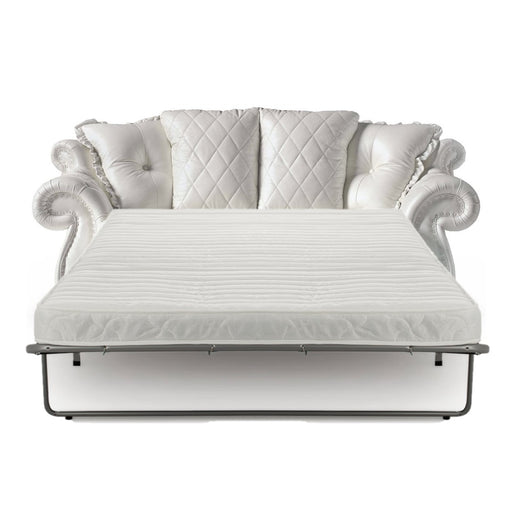 Pendragon Italian Leather Sofa Bed - Choice Of Leathers & Optional Swarovski Crystal Buttons. - The Furniture Mega Store 