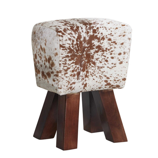 Cow Hide Natural Upholstered Stool - The Furniture Mega Store 