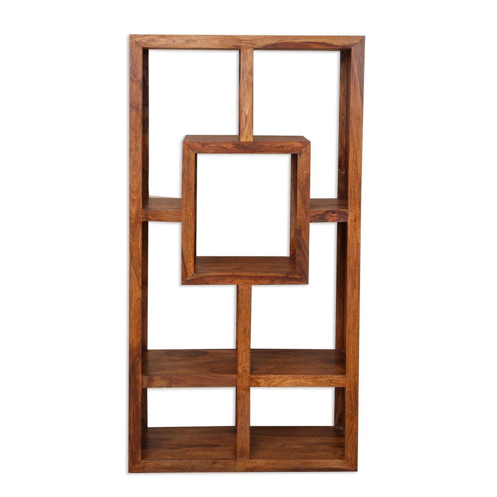 Cuban Petite Sheesham Yoga Open Display Shelving Unit - The Furniture Mega Store 