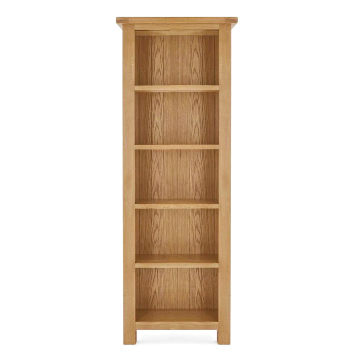 Sailsbury Solid Oak Tall Slim Bookcase - 180cm - The Furniture Mega Store 