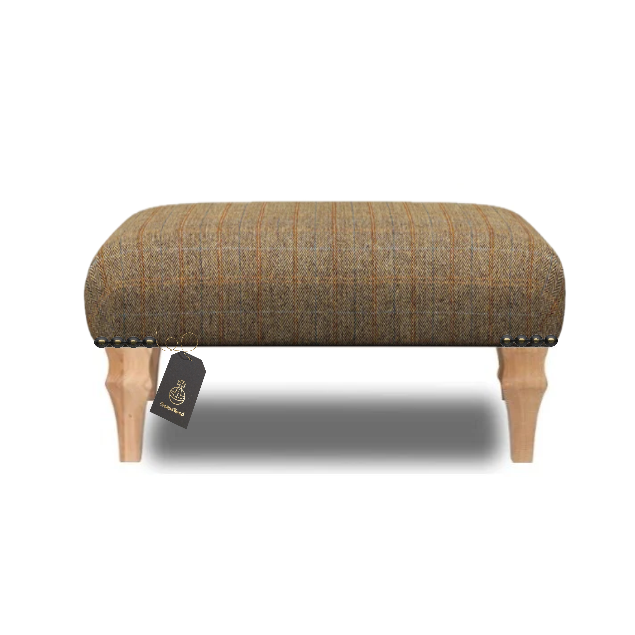 Harris Tweed Small Banquet Footstool Choice Of Tweed Legs