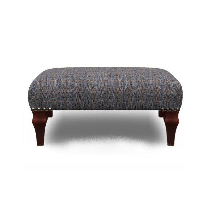 Harris Tweed Small Banquet Footstool - Choice Of Tweed & Legs - The Furniture Mega Store 