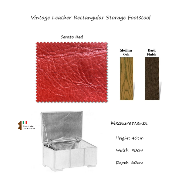 Vintage Leather Rectangular Storage Footstool - Choice Of Leathers & Feet - The Furniture Mega Store 