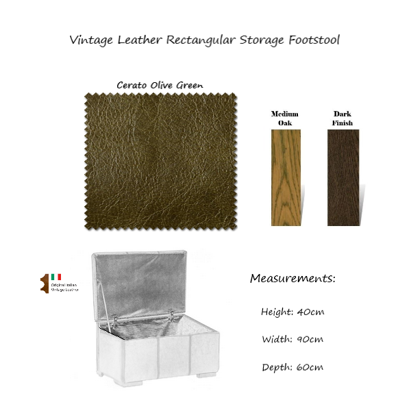 Vintage Leather Rectangular Storage Footstool - Choice Of Leathers & Feet - The Furniture Mega Store 