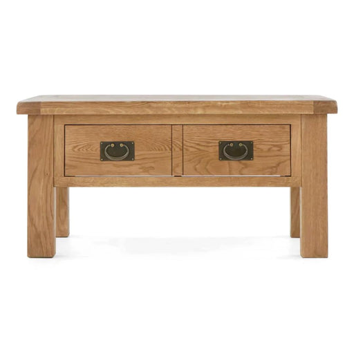Sailsbury Solid Oak 2 Drawer Coffee Table - The Furniture Mega Store 