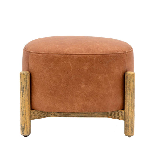 Talullah Vintage Leather Footstool On Legs - The Furniture Mega Store 