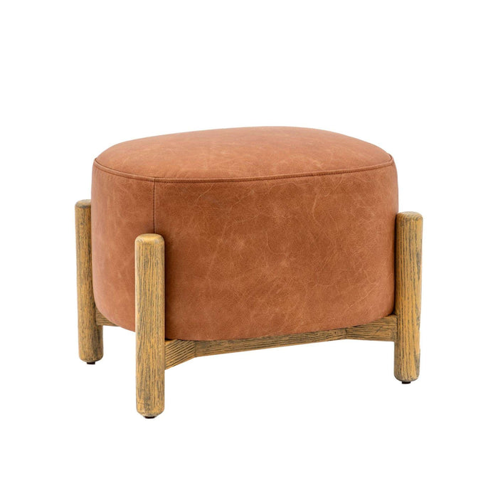 Talullah Vintage Leather Footstool On Legs - The Furniture Mega Store 