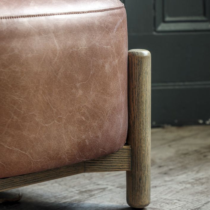 Talullah Vintage Leather Footstool On Legs - The Furniture Mega Store 