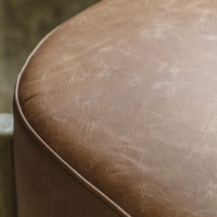 Talullah Vintage Leather Footstool On Legs - The Furniture Mega Store 