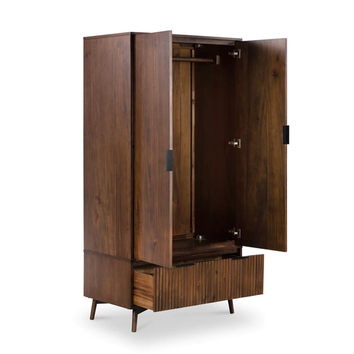 Strand Walnut 2 Door Gents Wardrobe - The Furniture Mega Store 