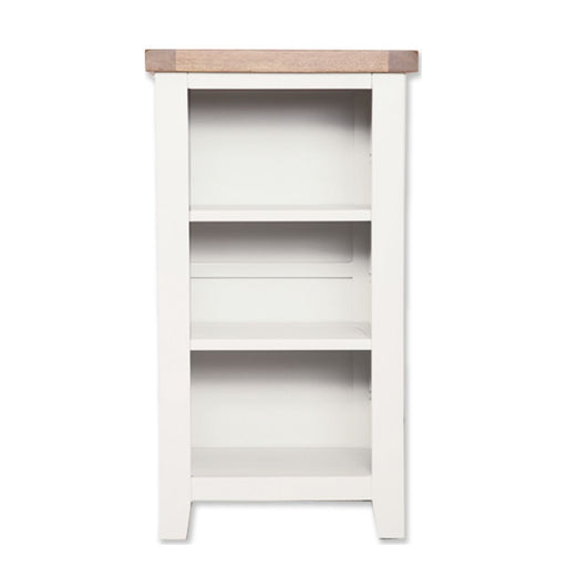 St.Ives White Painted & Oak Small Bookcase/Dvd Rack - The Furniture Mega Store 