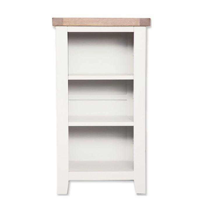 St.Ives White Painted & Oak Small Bookcase/Dvd Rack - The Furniture Mega Store 