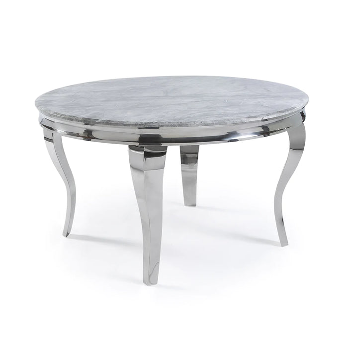 Mayfair Round 1.3 Marble Dining Table With Stainless Steel Curved Legs - Choice Of Colours - The Furniture Mega Store 