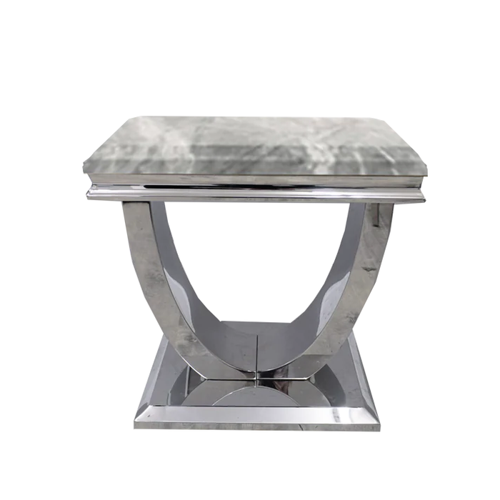 Ariel Marble & Polished Steel End Table - The Furniture Mega Store 